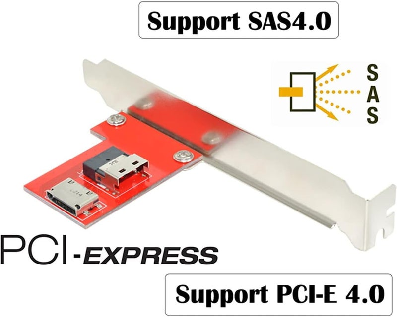 CY PCI-Express 4.0 Slimline SAS SFF-8654 to Oculink SFF-8611 SFF-8612 PCBA Female Adapter with Bracket - Image 4